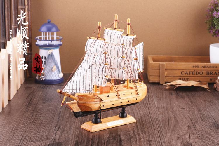 50cm实木帆船 简约帆船模型 木制工艺品 欧式摆件厂家 一帆风顺