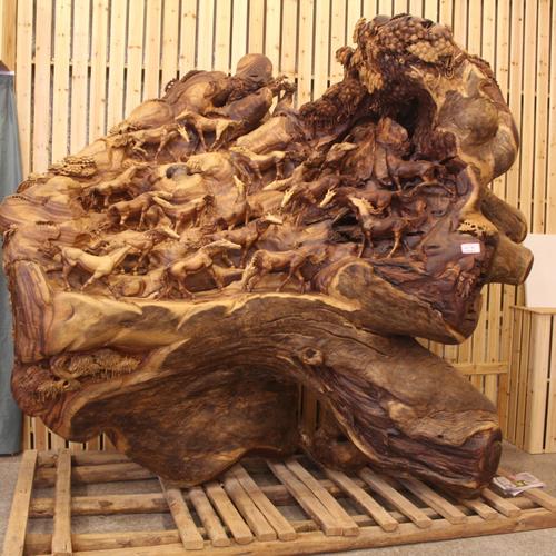 巨型根雕 木雕 工艺品礼品 香樟木十八骏马大型雕刻摆件 厂家直销